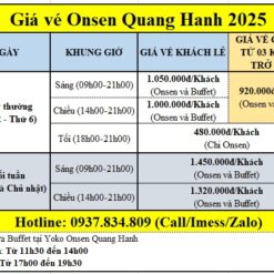 Giá vé Onsen Quang Hanh 2025