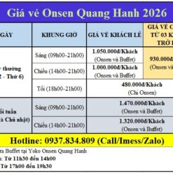 Giá vé Onsen Quang Hanh 2026